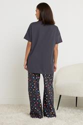 PixieGirl Petite Women's Navy Blue Sunday Vibes Slogan Pyjama Set | PixieGirl 3