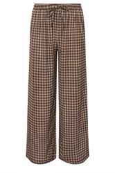 PixieGirl Petite Women's Chocolate Brown Gingham Wide Leg Trousers | PixieGirl 5
