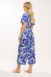 M&Co Petite Blue & White Leaf print Jumpsuit | M&Co 2