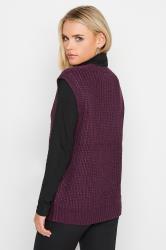 Petite Dark Purple Chunky Patterned Knit Vest Top | PixieGirl 3