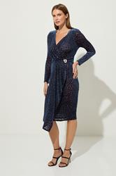 STAR Navy Blue Velvet Leopard Wrap Dress | StarByJM 1