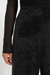 PixieGirl Petite Womens Black Velour Wide Leg Trousers | PixieGirl 4