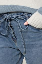 PixieGirl Petite Women's Blue Mid Wash Belt Tie Wide Leg Jeans | PixieGirl  4