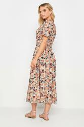 PixieGirl Petite Women's Orange Floral Print Midaxi Tea Dress | PixieGirl 4