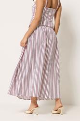 PixieGirl Petite Women's Set Burgundy Red Stripe Cami & Maxi Skirt | PixieGirl 2