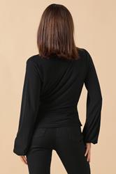 PixieGirl Petite Women's Black Stretch Wrap Top | PixieGirl 3