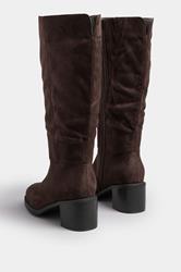 Chocolate Brown Block Heel Knee High Boots In Extra Wide EEE Fit | Yours Clothing 4