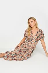 PixieGirl Petite Women's Orange Floral Print Midaxi Tea Dress | PixieGirl 3