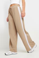 PixieGirl Stone Brown Side Stripe Wide Leg Trousers | PixieGirl 2