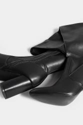 PixieGirl Petite Black Over The Knee Heeled Boots In Standard D Fit PixieGirl