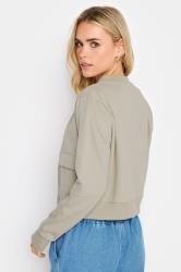 PixieGirl Petite Womens Stone Brown Jersey Bomber Jacket | PixieGirl 4