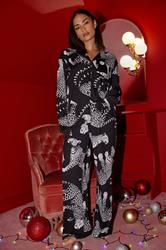 PixieGirl Petite Women's Black Soft Touch Leopard Pyjama Set | PixieGirl 1