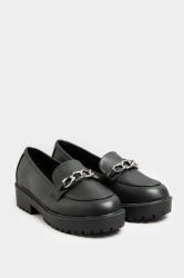 Black Chunky Loafers In Wide E Fit & Extra Wide Fit | Yours Clothing 2