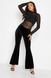 PixieGirl Black Velvet Kick Flare Leggings | PixieGirl 2