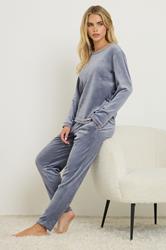 PixieGirl Petite Women's Blue Luxe Fleece Pyjama Set | PixieGirl 2