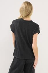 PixieGirl Petite Women's Black Textured Short Sleeve Top | PixieGirl 3