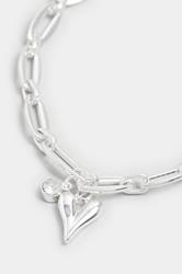Silver Tone Heart Polished Charm Bracelet | Yours Clothing 3