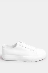 White Canvas Trainers In Wide E & Extra Wide EEE Fit | Yours Clothing 4