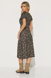 PixieGirl Petite Women's Brown Ditsy Floral Tea Dress | PixieGirl 3