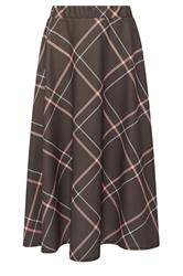 PixieGirl Petite Chocolate Brown & Pink Check Midi Skirt