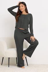 PIxieGirl Petite Women's Charcoal Grey Ribbed Cardigan | PixieGirl 2