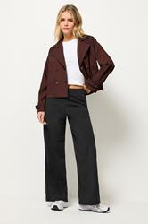 PixieGirl Petite Women's Black Scuba Wide Leg Trousers  1