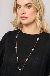 Gold Tone Long Diamante Nugget Necklace | Yours Clothing 1