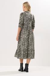 PixieGirl Petite Women's Grey Animal Print Collar Midaxi Dress | PixieGirl 3