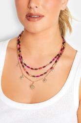 Gold Tone 3 PACK Stone Chain Necklace Set | Yours Clothing 1