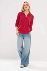 PixieGirl Petite Women's Red Rolled Sleeve Shirt | PixieGirl 2
