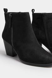 Black Faux Suede Block Heel Ankle Boots In Wide E Fit & Extra Wide EEE Fit | Yours Clothing 6