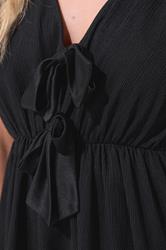 PixieGirl Petite Women's Black Tie Front Bubble Hem Mini Dress | PixieGirl 4