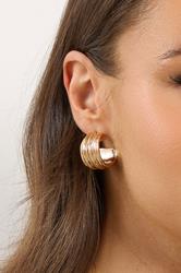 Gold Tone Textured Curve Stud Earrings | Yours Clothing 1