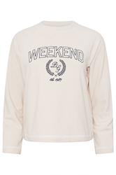 PixieGirl Petite Ivory White 'Weekend' Slogan Fleece Lounge Top