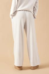 PixieGirl Petite Women's Ivory White Fleece Wide Leg Trousers | PixieGirl 4