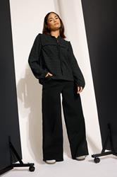 PixieGirl Petite Women's Black Belt Tie Wide Leg Jeans | PixieGirl  1