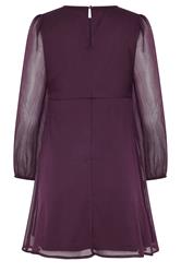M&Co Petite Berry Purple Long Sleeve Chiffon Dress | M&Co 2
