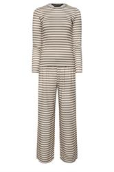 PixieGirl Petite Women's Cream Stripe T-Shirt & Wide Leg Trouser Set | PixieGirl  5
