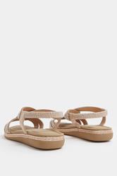Rose Gold Diamante Twisted Front Sandals In Extra Wide EEE Fit | Yours Clothing 4