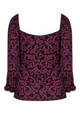Petite Pink & Black Floral Square Neck Top | PixieGirl 8