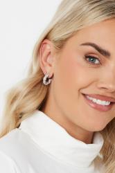 Silver Tone Stainless Steel Twisted Hoop Earrings | Yours Clothing 1