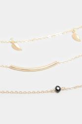 Gold Tone Triple Layer Leaf Charm Necklace | Yours Clothing 3