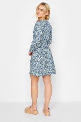 Petite Blue Ditsy Floral Wrap Dress | PixieGirl 3