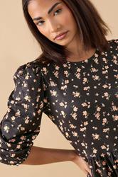 PixieGirl Petite Women's Black Ditsy Tiered Hemline Dress | PixieGirl 4