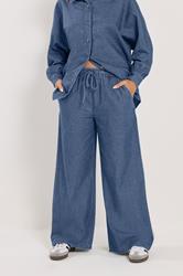 PixieGirl Petite Women's Mid Blue Pull-On Wide Leg Jeans | PixieGirl 1