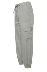 PixieGirl Petite Women's Grey Linen Cargo Cuffed Joggers | PixieGirl 5