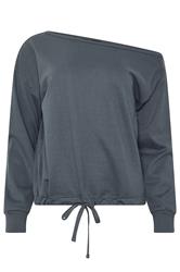 PixieGirl Petite Women's Dark Blue Off Shoulder Sweatshirt | PixieGirl 2