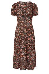 PixieGirl Petite Women's Orange Ditsy Floral Tea Dress | PixieGirl 5