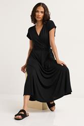 PixieGirl Petite Women's Black Wrap Tie Maxi Dress | PixieGirl 1