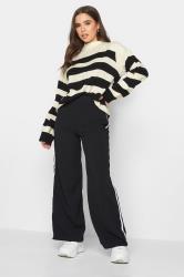 Petite White & Black Striped Funnel Neck Jumper | PixieGirl 2